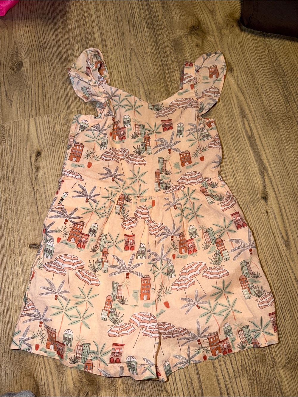 Janie and Jack Girls' Tropical Palm beach Print One-Piece Romper
